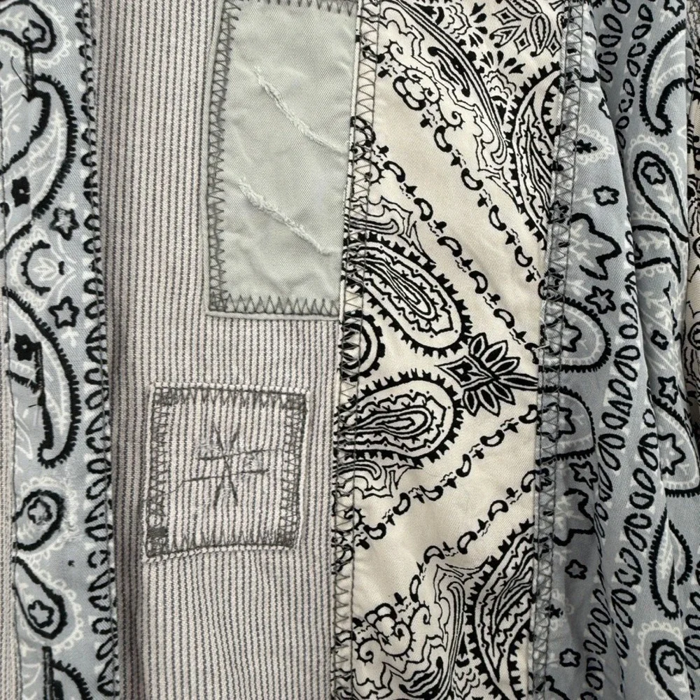Free People All Patched Up Bandana Patchwork Button Up Shirt Sz S Lagenlook Boho - Picture 9 of 15